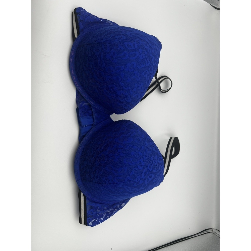 Fruit of The Loom Navy Blue Padded Lace Underwire bra 38D PREOWNED